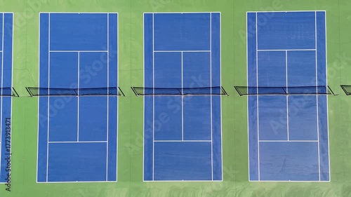 Drone view of tennis courts.