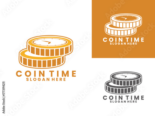 Coin time logo design. Money Time logo design icon. clock combination with coin logo design vector template