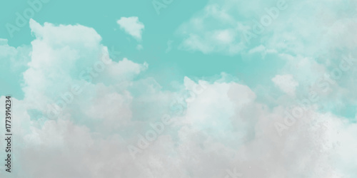 blue sky and cloud background. Hand-Painted Sky-Inspired Watercolor Texture in Pale Blue with Light Cloudy Accents and Dreamy Surface Feel. Abstract background of colorful liquid liner. 