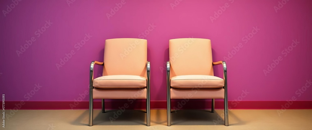 Fototapeta premium Two chairs positioned with their backs touching, close, chairs