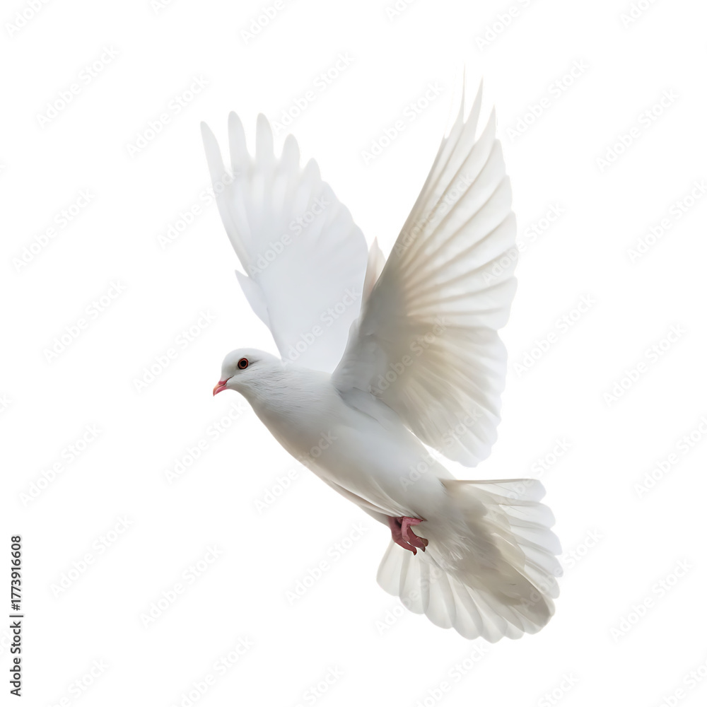 Fototapeta premium white dove freedom flying isolated on white background, png, ai generated