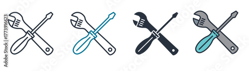 tools icon logo set, different style tool icon set