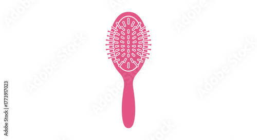 Pink Hairbrush Illustration on White Background.
