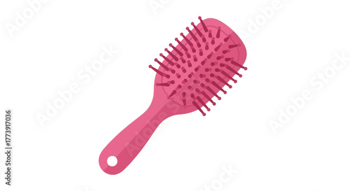 Pink Hair Brush on White Background.