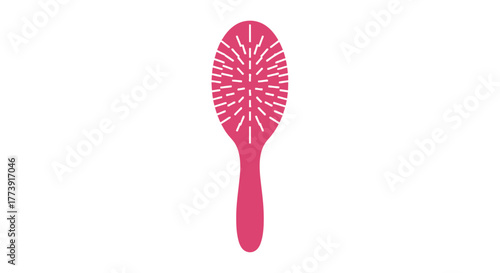 Pink Hairbrush Illustration on White Background.