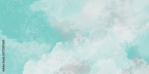 blue sky and cloud background. Hand-Painted Sky-Inspired Watercolor Texture in Pale Blue with Light Cloudy Accents and Dreamy Surface Feel. Abstract background of colorful liquid liner. 