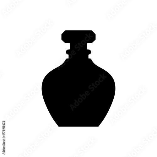 Black perfume bottle silhouette vector flat illustration design.