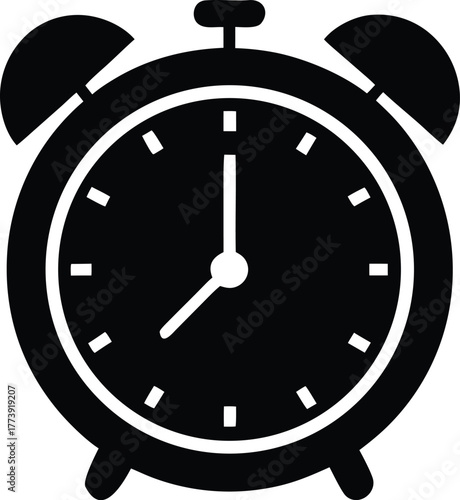 Simple alarm clock icon, Wake up or deadline graphic