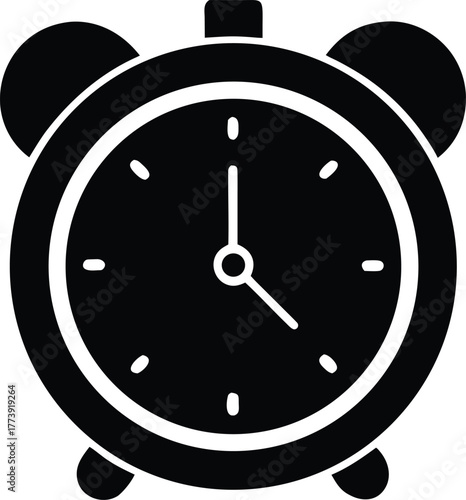 Simple alarm clock icon, Wake up or deadline graphic