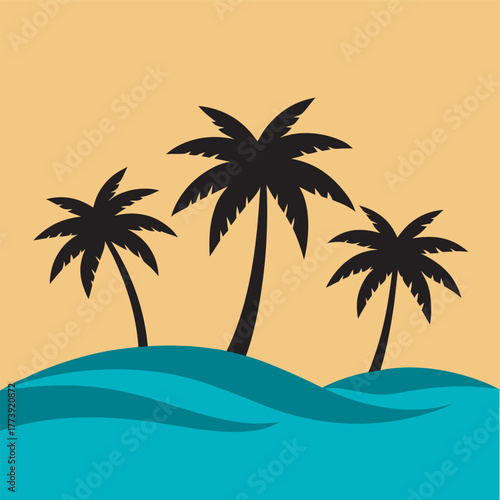 Palm Beach Tree Horizon Line Silhouette