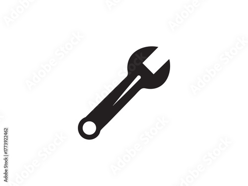 Simple wrench icon spanner tool minimal design maintenance repair service vector