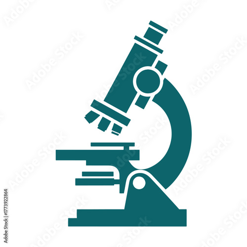 Teal microscope icon on white background scientific research equipment science laboratory