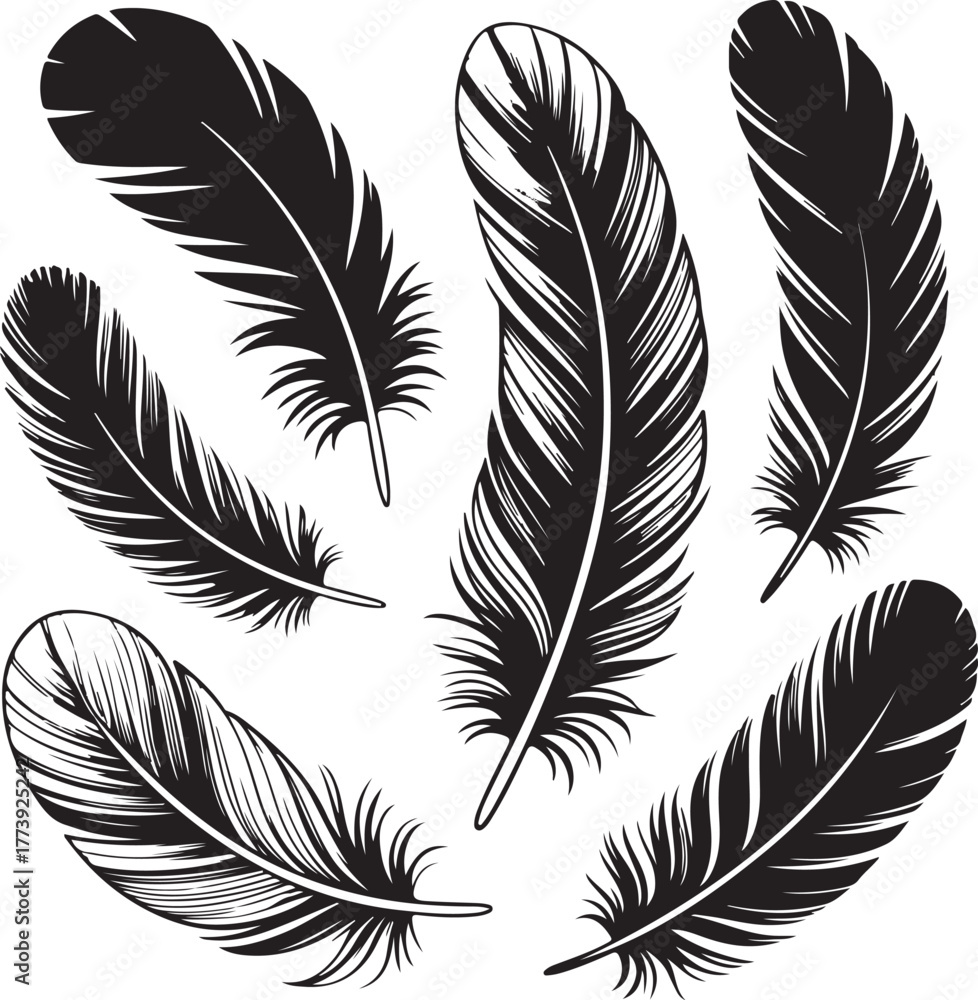 Obraz premium Elegant feather vector pattern design with light, fluffy plumes for a seamless background