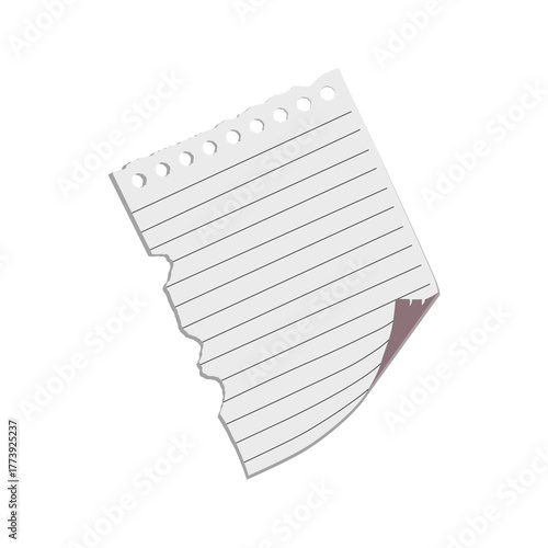 Torn lined notebook paper with hole punch marks vector illustration
