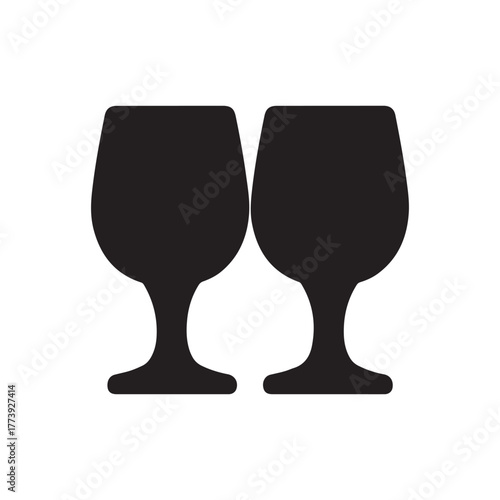 Handcrafted wooden wine goblets silhouette icon vector illustration