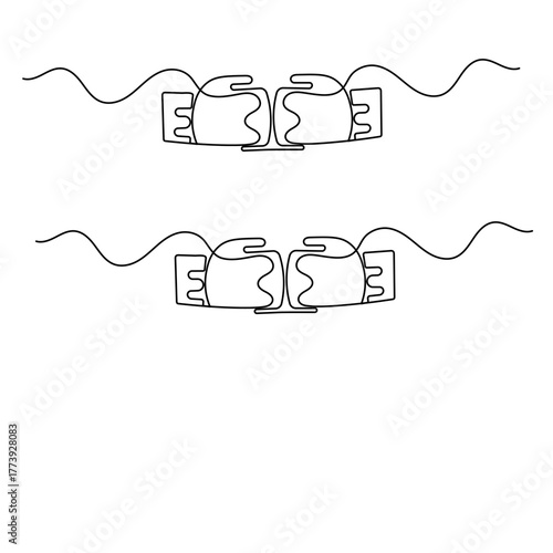 Boxing gloves icon  continuous one line drawing  outline vector illustration