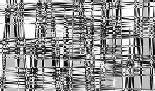 Abstract distorted grid pattern with sharp lines and geometric shapes in grayscale 