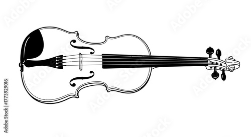Illustration of a violin in black and white