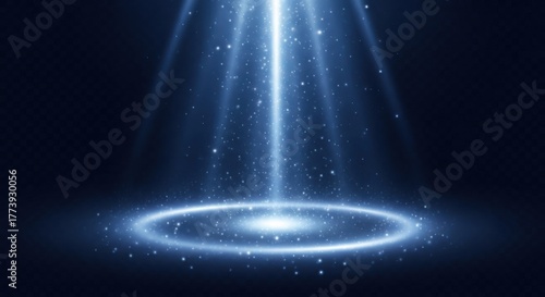 Gentle rays of light pour down from above, creating a peaceful atmosphere. Tiny particles drift gracefully in the illuminated space, enhancing the sense of tranquility and wonder.