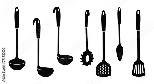 Kitchen Utensils Silhouettes: A Collection of Cooking Tools.