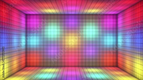 Broadcast Hi-Tech Alternate Blinking Illuminated Cubes Room Stage, Multi Color, Events, 3D, Loopable, 4K