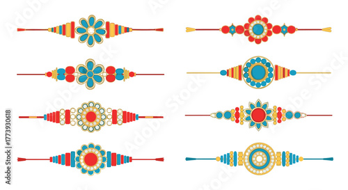Colorful Rakhi designs for the Indian festival of Raksha Bandhan.