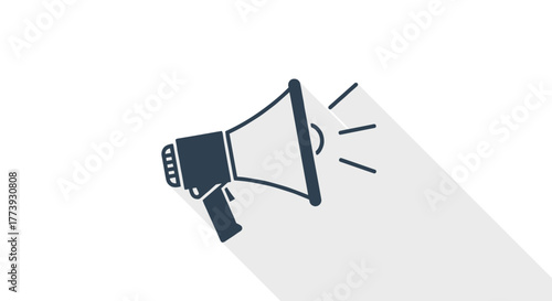 Megaphone Icon Announcing Important Information with Shadow.