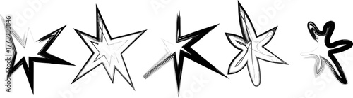 Brush stroke star shapes collection design elements for your work
