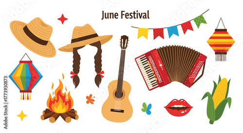 June Festival Celebration: Festive Elements and Cultural Symbols.