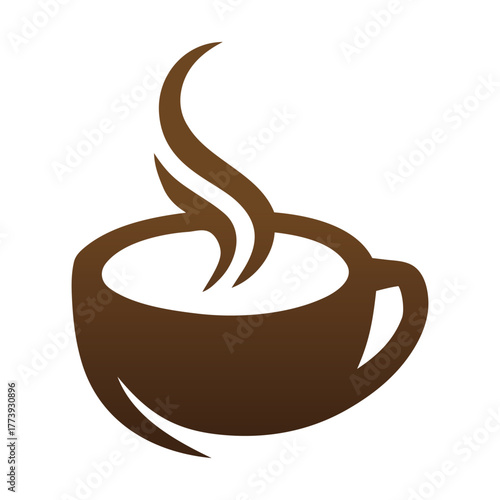 Brown coffee cup with steam logo hot drink beverage