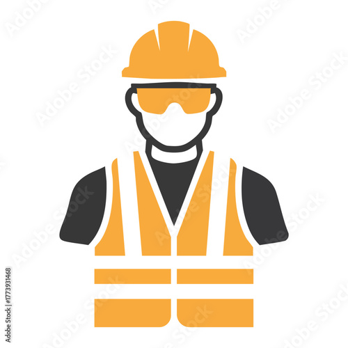 Orange and gray construction worker icon safety vest