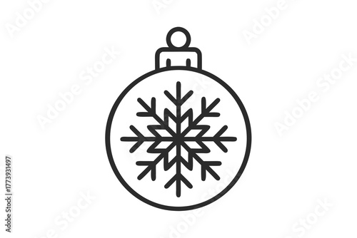 Outline bauble icon tiny snowflake detail minimal festive christmas ornament