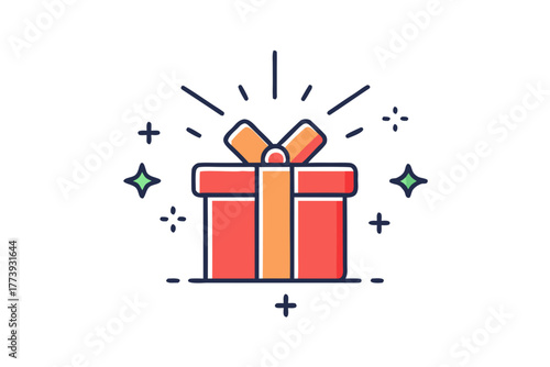 Gift box with star sparkles icon for magical Christmas vibe