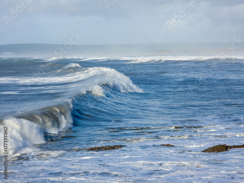 wave breaking on the rocks