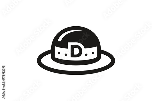 negative space hat inside letter d creative hidden design icon,