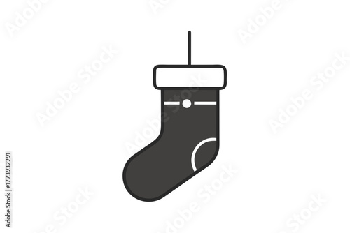 Hanging Christmas stocking with clean design for holiday decoration