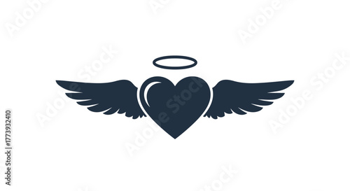Heart with wings and halo a symbol of love and protection.