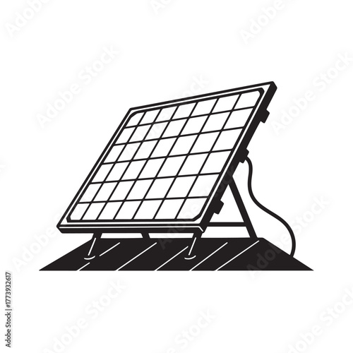 Silhouette of solar panel, white background