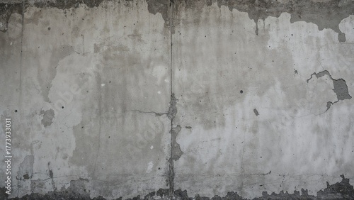 A weathered concrete wall with cracks and peeling paint.