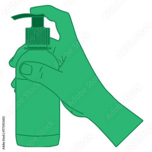 Hand using pump bottle