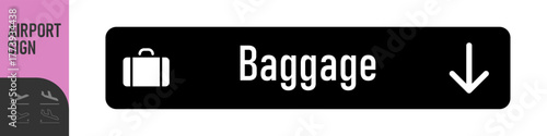 Airport Sign. Arrivals, departures, baggage and transfer - information board signs. Check in, information panel on the direction of arrivals and departures at airports. Takeoff and landing airplane
