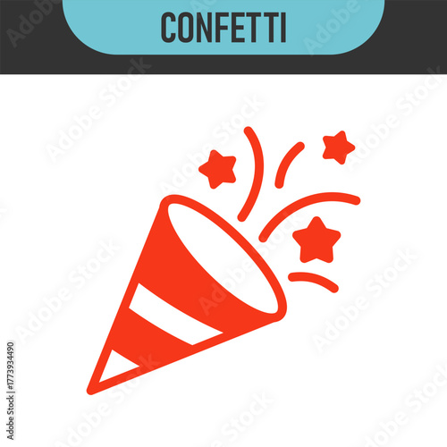 confetti line icon in white, black and colors. confetti flat vector icon from confetti collection for web, mobile apps and ui