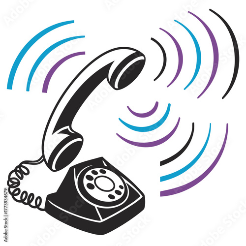 Retro Rotary Phone Ringing with black