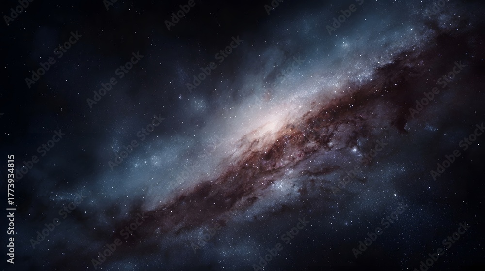 Fototapeta premium A breathtaking view of a vibrant spiral galaxy showcasing its luminous arms swirling cosmic dust and countless stars against the deep expanse of
