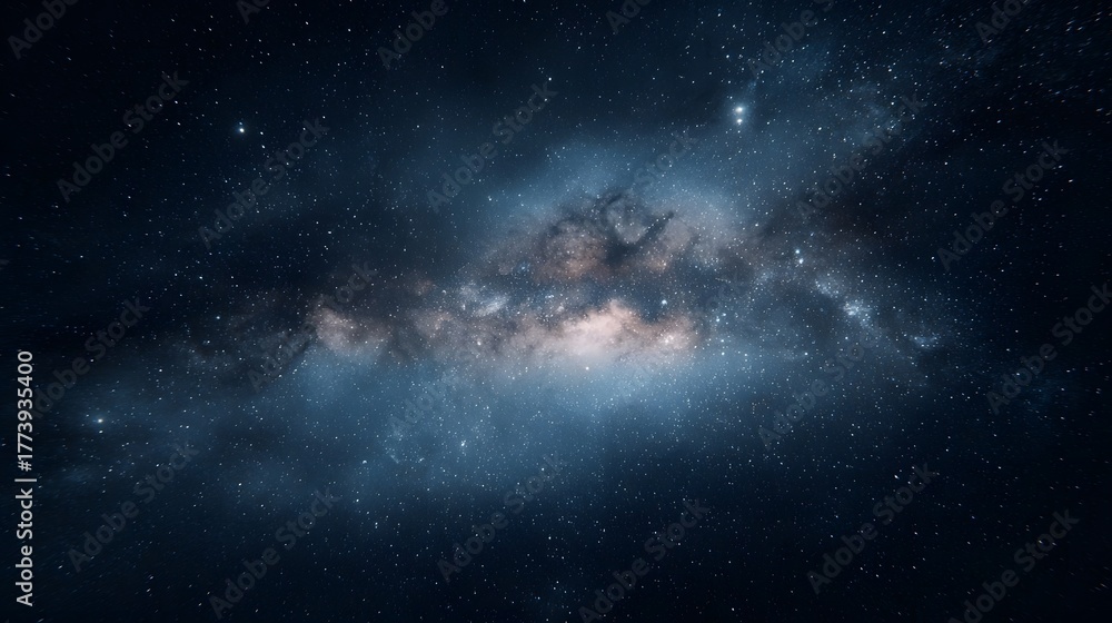 Fototapeta premium A breathtaking view of the luminous Milky Way galaxy showcasing its vast expanse of stars cosmic dust and nebulae in deep space