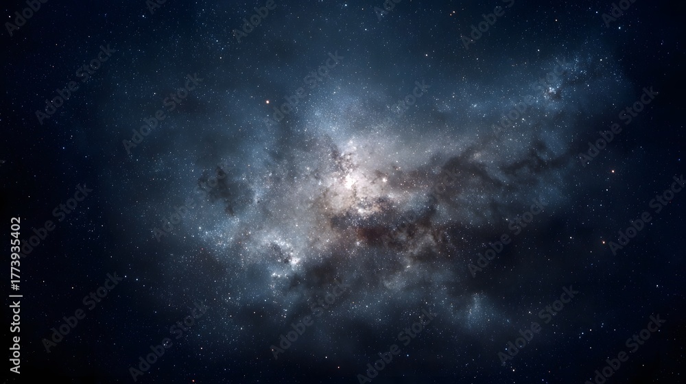 Fototapeta premium A luminous galaxy with swirling cosmic dust and countless stars set against the deep expanse of space