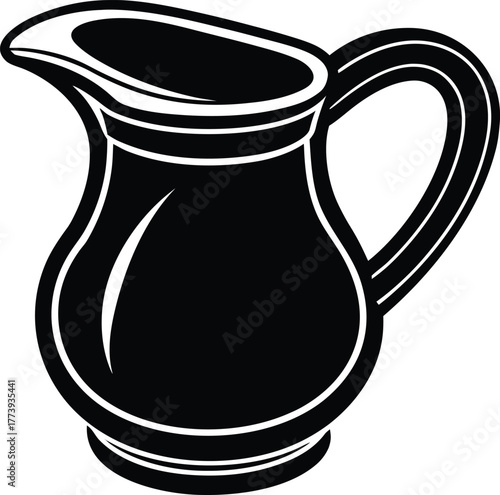 Milk Frothing Pitcher Ergonomic Flat Vector Icon Silhouette. on white background
