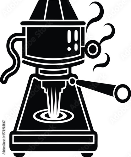 Espresso machine steam wand silhouette vector white background