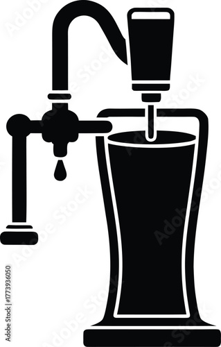 Cold brew coffee tap faucet silhouette vector white background