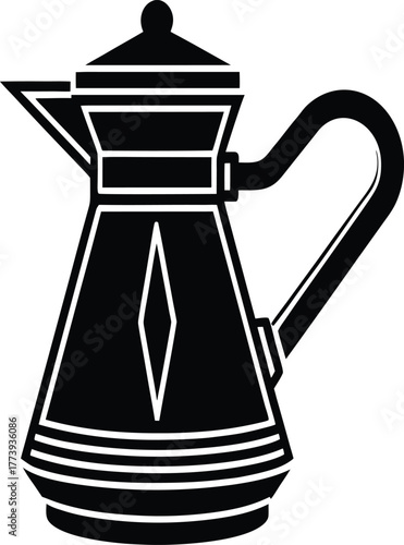 Turkish coffee pot cezve silhouette vector icon white background